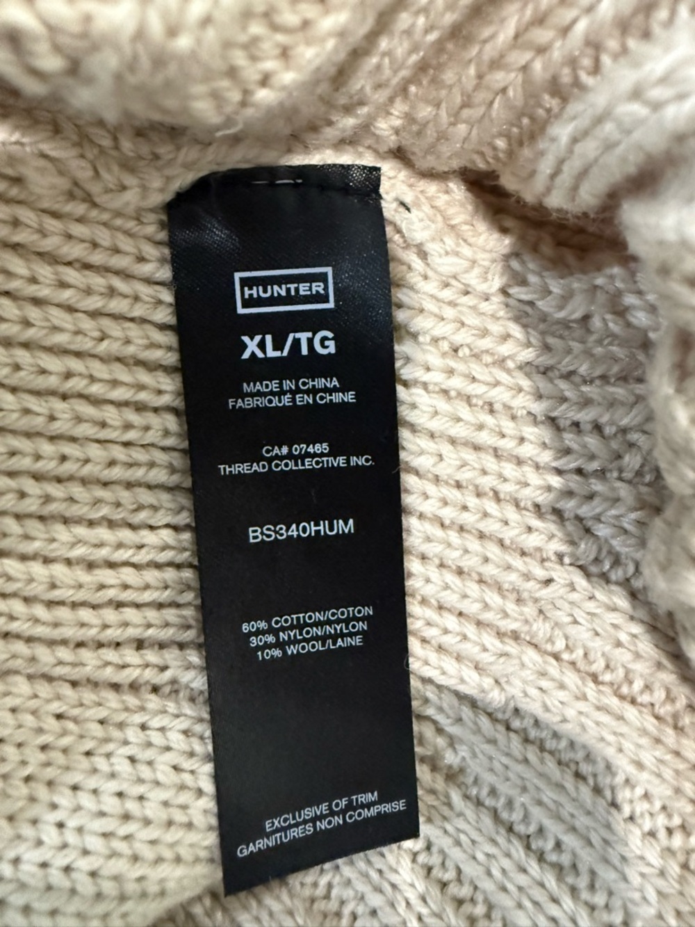 Hunter Cream Cable Knit Sweater with Crew Neck - Picture 4 of 4